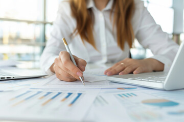 Businesswoman Analyzing Financial Data.