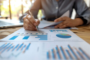 Businessperson Analyzing Financial Data and Charts.