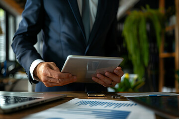 Businessman Working on Tablet.