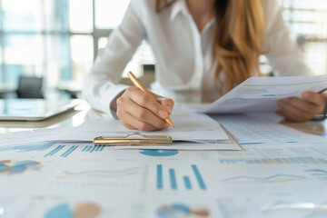 Businesswoman Analyzing Financial Data.