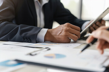 Businesspeople Working on Financial Report.