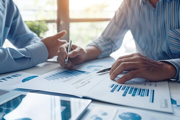 Business Professionals Analyzing Data Charts.