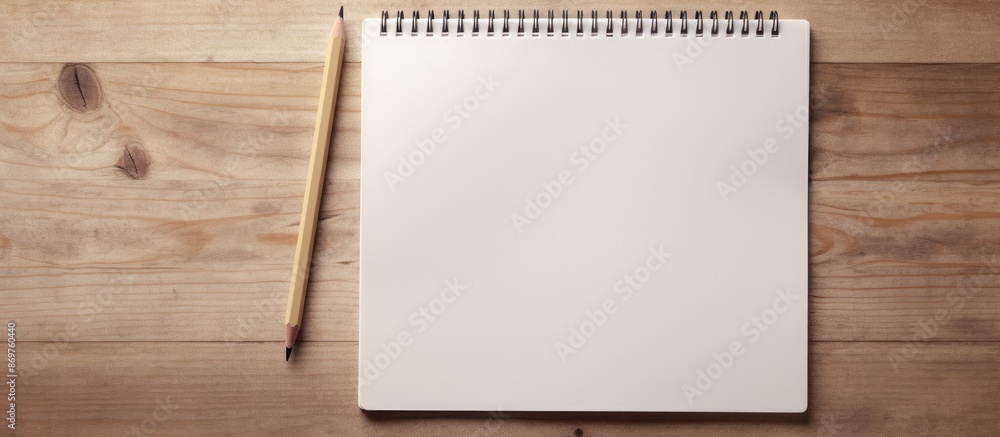 Poster a notepad and pencil resting on the floor with ample copy space image.
