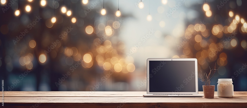 Aufkleber Blurry bokeh background featuring an empty desktop with copy space image, ideal for a montage concept.