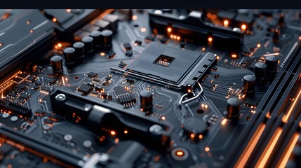 Fototapeta premium Close-up Photography of Modern Computer Motherboard