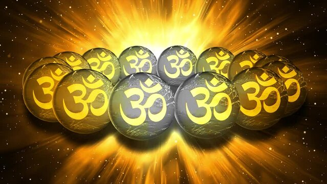 3D Beautiful Aum Symbol with Radial light effect