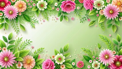 Fototapeta premium Pink flowers copy space banner featuring a bright and colorful arrangement of pink flowers, perfect for any design project. pink flowers, banner, copy space, design, vibrant