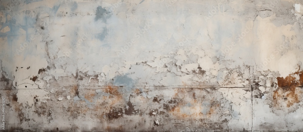 Poster A grungy concrete wall texture displaying stains and peeled layers in the background, suitable for a copy space image.