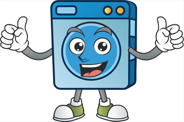 Washing machine mascot giving thumbs kawaii vector