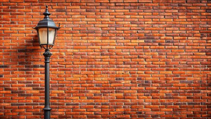 Red brick wall with street lamp banner copy space