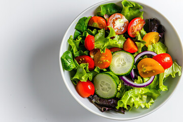 salad food lettuce green vegetables healthy dinner fresh lunch meal tomato organic dieting plate vegetarian bowl onion delicious appetizer eating white background