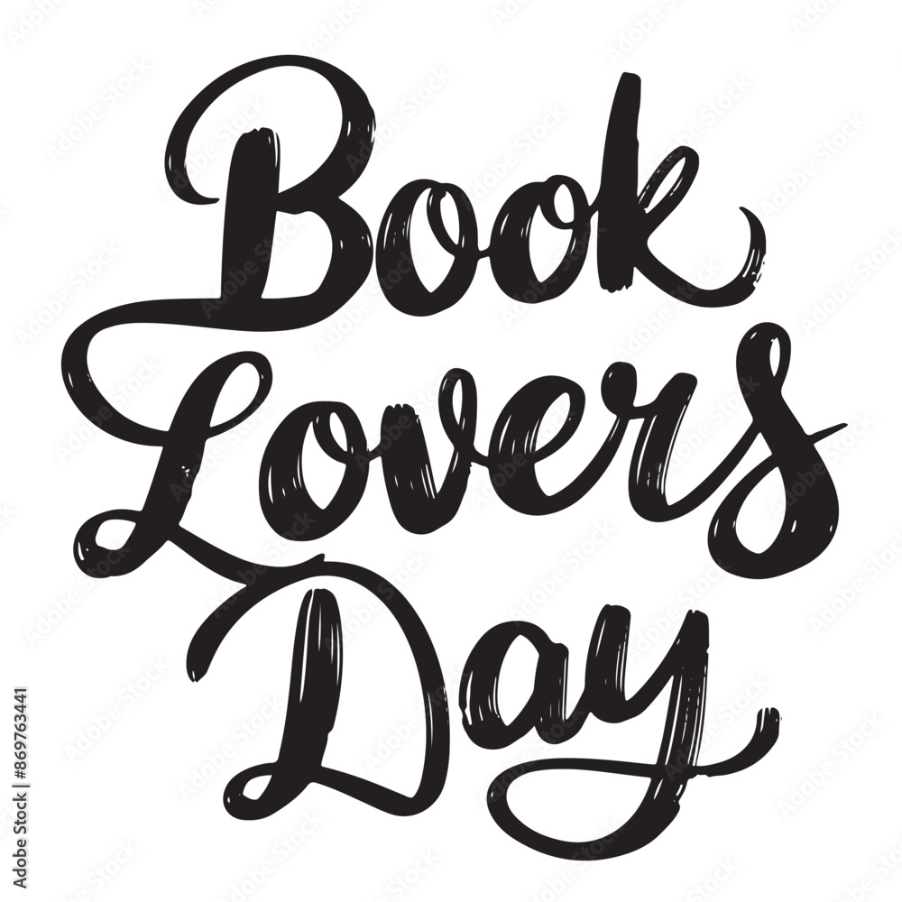 Wall mural Book Lovers Day text lettering. Hand drawn vector art. - Wall murals