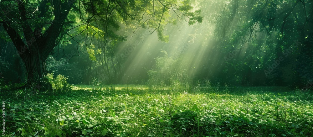Poster A serene green backdrop with ample copy space image.