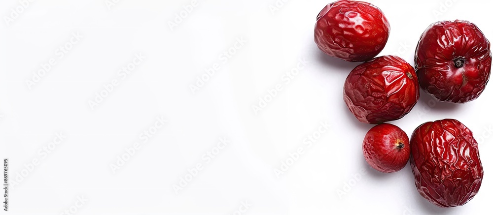 Poster Chinese date or jujube on white background with copy space image.