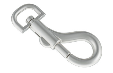 Stainless Steel Carabiner Hook, 3D rendering isolated on transparent background