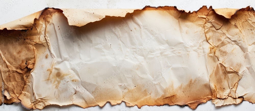 Poster vintage burnt paper backdrop with a white background for copy space image.