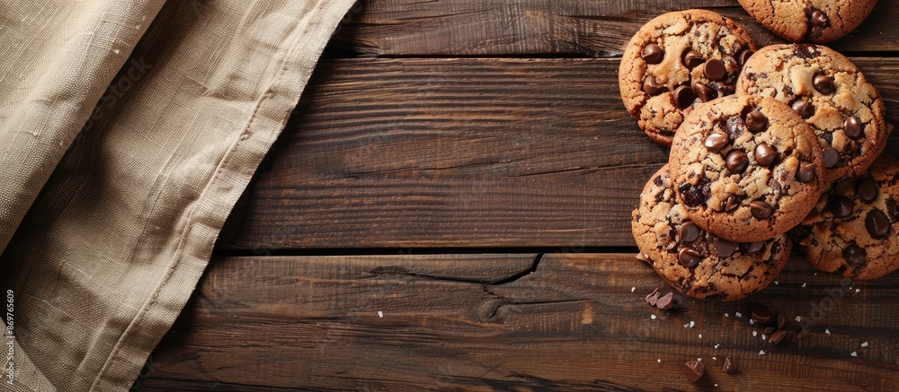 Aufkleber homemade cookies close-up on a wooden table with ample space for copying images.