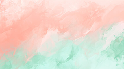 Fototapeta premium Watercolor soft green and peachy pink as a background