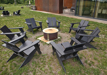 fire ring seating lawn chairs campfire (burn pit) at brewery in hudson valley (firewood, seat chair...