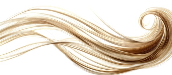 Blond hair strand elegantly swirling on a clear white background with copy space image available.