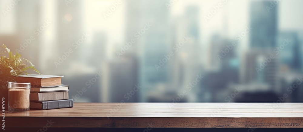 Aufkleber blurry office background with a tabletop featuring a copy space image.