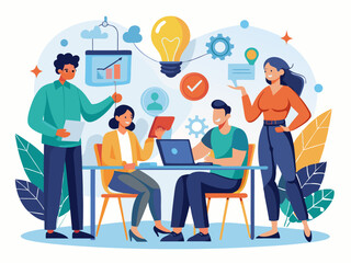 Employees engaged in a creative brainstorming activity