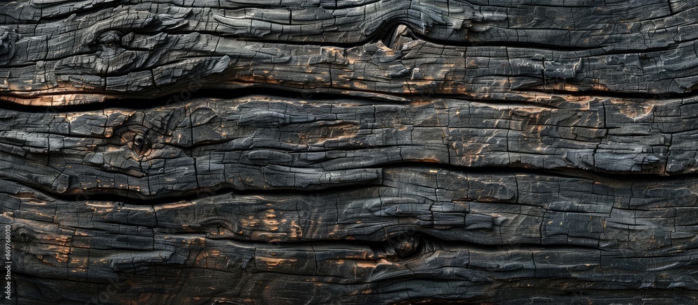 Aufkleber old natural patterns decorate the surface of a dark wood texture background in a picture with copy s