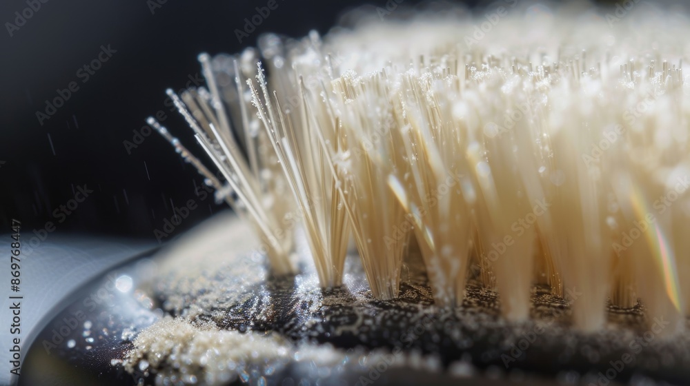 Poster a macro shot of the oscillating brush head capturing the precision and movement of the bristles.