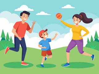 A family playing frisbee
