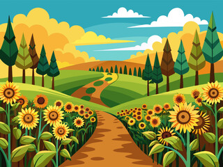 A trail through a sunflower field