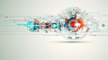 Obraz premium Futuristic Abstract Tech Design with Red and Blue Elements