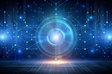 Obraz premium digital technologies, a luminous element of a network process. the effect of a luminous ball in technological networks