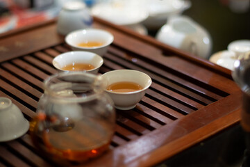 Variety of teas with teapot