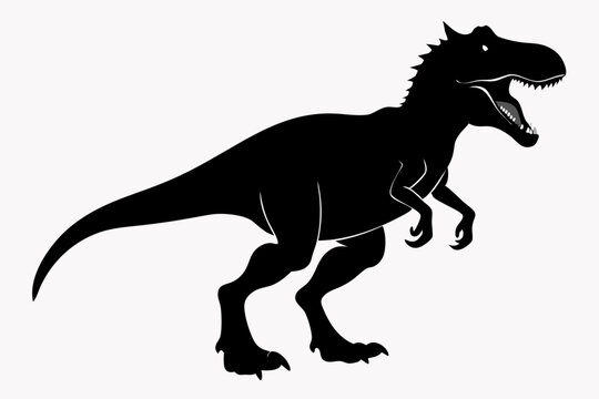 black dinosaur silhouette roaring on white background clip art preview