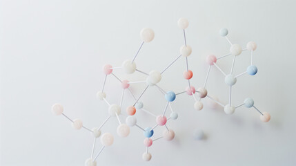 Abstract molecular structure visualization with colorful spheres and connecting lines