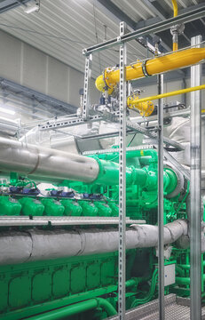 Gas fired cogeneration engine, selective focus.