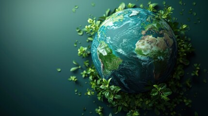Fototapeta premium a blue-green planet symbolizing environmental protection.