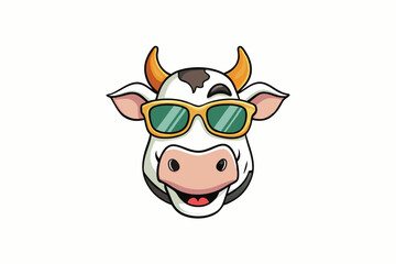 cow face sunglass vector illustration