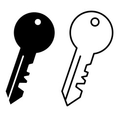 key icon. simple outline key vector icon. on white background.