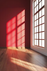 Minimalist photography of interior of home, design home paints color dark soft red wall.