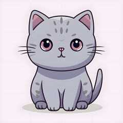 Cute sweet Grey British Shorthair Cat cartoon