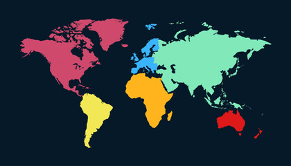 World map. Modern color vector map. Silhouette map.