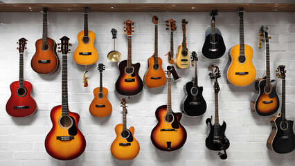 Fototapeta premium Unleash your inner musician! Choose from a vibrant collection of instruments