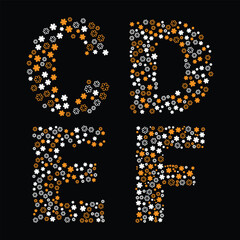 English alphabet is designed using different colors and shapes