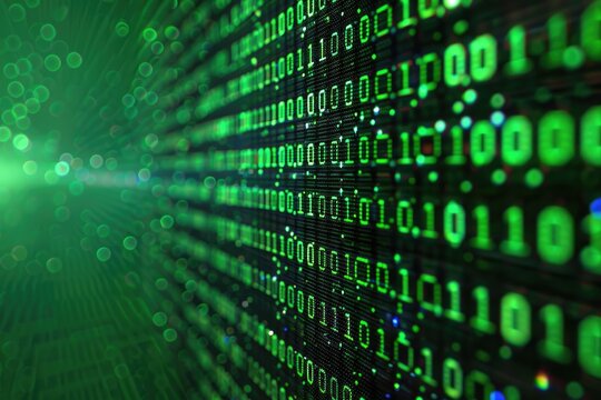 Green binary code on computer screen texture background.  binary code  binary code