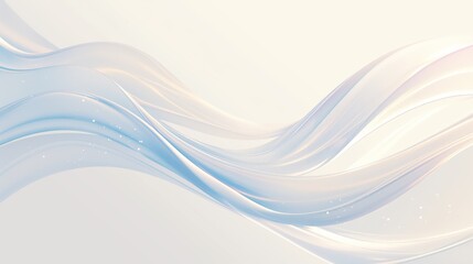 Elegant abstract background featuring soft, flowing blue and white waves with a gentle gradient and subtle sparkles, creating a serene and airy feel.