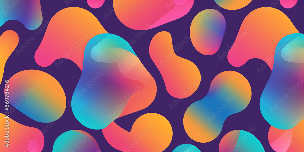 Poster abstract fluid gradient shapes pattern with vibrant colors