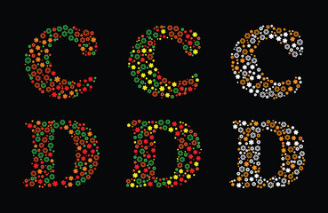 English alphabet is designed using different colors and shapes