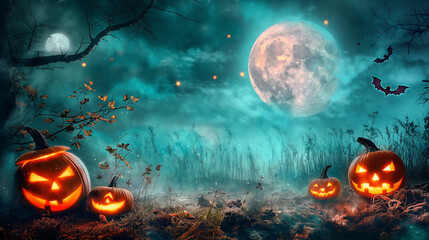 halloween background with pumpkins