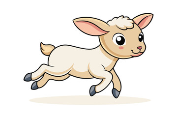 Cartoon baby lamb running on art vector